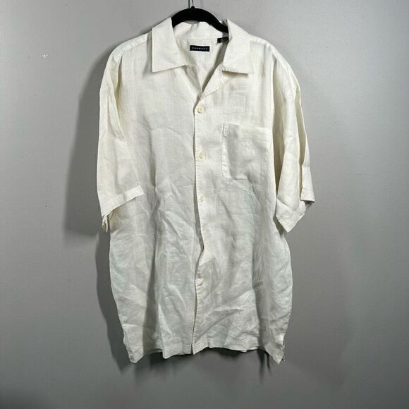 No Brand Other - Godbody 100% linen cream white button down short sleeve shirt men’s large